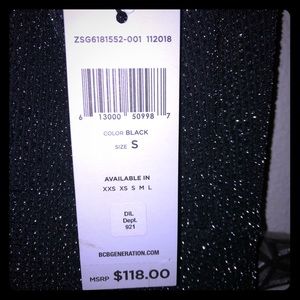 BCBG Black shimmer full length gown, brand new.